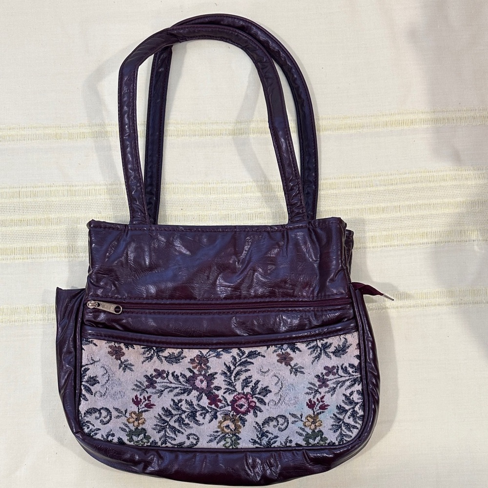Floral Embroidered Purple Women's Bag